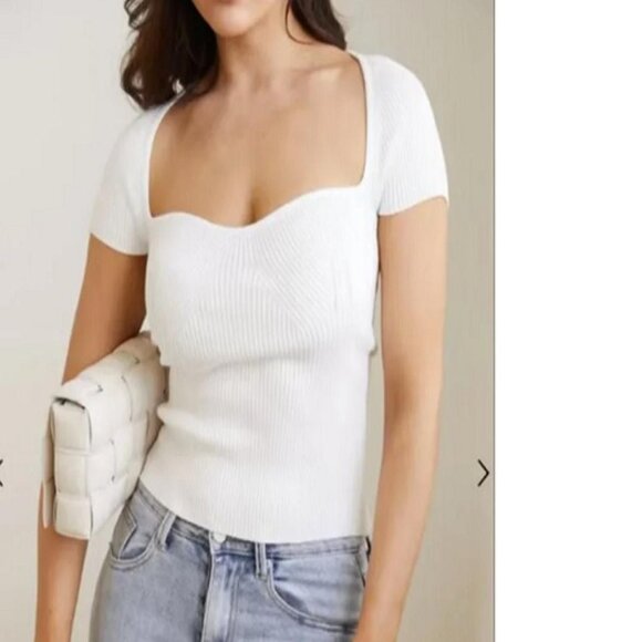 White ribbed knit top size XS/S - Picture 3 of 5